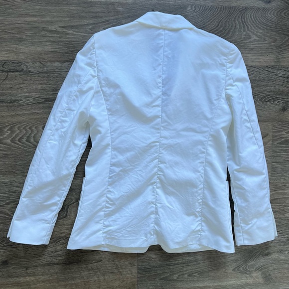 MaxMara White Blazer Max Mara White Cotton 2-Button Blazer US Women's size 6 - Picture 4 of 11